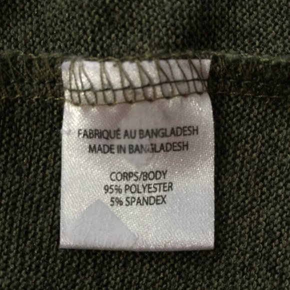 Olive Green Knit Top With Buttons Down Sleeve Sides Lily Morgan Size M - Picture 6 of 9